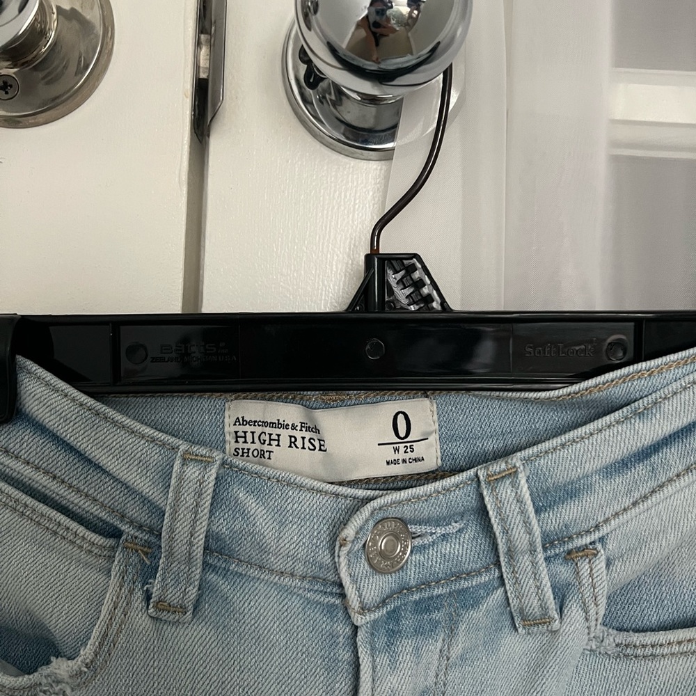 Abercrombie & Fitch Light Wash High Rise Denim Shorts